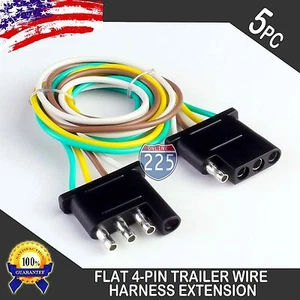 5pcs 2ft Trailer Light Wiring Harness Extension 4-Pin 18 AWG Flat Wire Connector - Picture 1 of 7