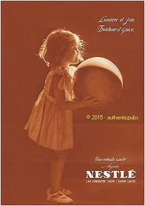 PUBLICITE BEBE NESTLE LUMIERE JOIE FRAICHEUR GRACE BALLON DE 1937 AD PUB AFFICHE - Picture 1 of 1