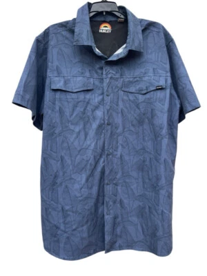 Camisa HURLEY Ajuste Regular UPF 50+ Resistente al Agua Azul Floral Manga Corta XL Foto 1 de 4