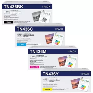 For Brother TN436BK TN436C TN436Y TN436M Toner Cartridge - High Yield - Picture 1 of 6