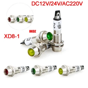 LED Panel Signal 8mm Indicator Pilot Warning Light 12V 24V 220V-Red/Green/Yellow - Picture 1 of 15