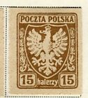 Poland; 1919 Early Imperf Issue Fine Mint Hinged 15H. Value
