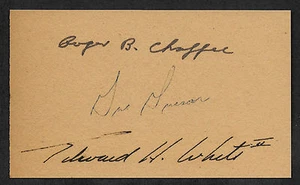 Apollo1 weiß Grissom Chaffee Autogramm Nachdruck auf Originalperiode 1967 3X5 CRD - Bild 1 von 1