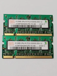 1GB (2x512MB) DDR-5300S 667Mhz Laptop Memory Ram 200 Pin HYMP564S64CP6-C4 AB - Picture 1 of 2