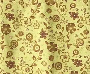 Gelb Braun Blumen Stoff Material Nähen Flower Power Landhaus Kobold Kern - Bild 1 von 5