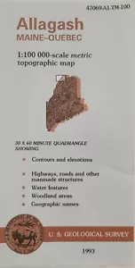 Mapa topográfico del USGS de Allagash, Maine-Quebec 1:100 000 (1993) - Imagen 1 de 4