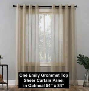 ONE NO. 918 Emily Sheer Voile Grommet Panel Curtain 59”x84” in OATMEAL NEW - Picture 1 of 3