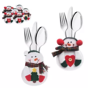 Weihnachten Bestecktaschen Besteckhalter Xmas Tischdeko Besteckbeutel 4er Set - Bild 1 von 6