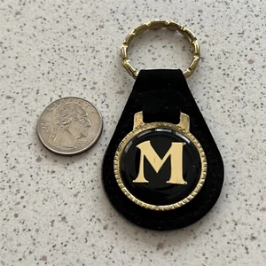 Letter "M" Black Fabric Keychain Key Ring Names Mary Mike Michael Mandy Mark Mel - Picture 1 of 3
