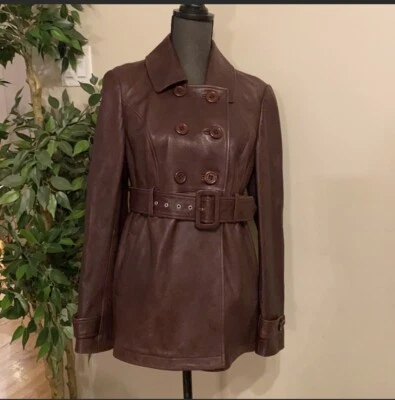 Chaqueta gabardina de cuero marrón Rudsak para mujer talla M Foto 1 de 4