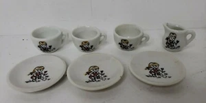 Vintage Miniature Tea Set 7 Piece Little Girl Picking Flowers  Made in Japan - Picture 1 of 4
