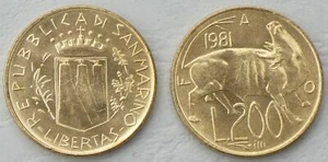 San Marino 200 Lire Commemorative Coin 1981 Bull KM# 123 Uncirculated - Picture 1 of 1