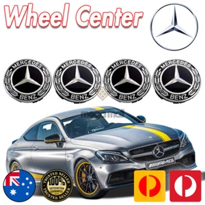 75mm For Mercedes Benz Alloy Wheel Centre Caps Black Badges AMG A B C E S Class - Picture 1 of 3