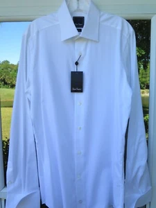 David Donahue Mens Cotton White Slim Fit Dress Shirt Medium 15 1/2x34/35 NWT NEW - Picture 1 of 16
