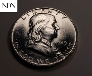 Medio dólar Franklin 1949-D - gema BU (líneas de campana completas - FBL) - 90 % plata #H411 - Imagen 1 de 3