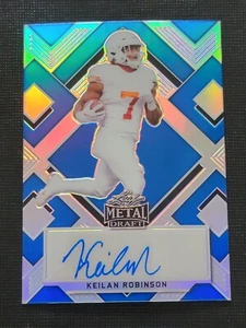 Tarjeta de fútbol americano Keilan Robinson 2022 Leaf Metal Draft azul prismática automática 13/30 - Imagen 1 de 10