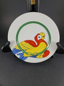 Vintage Fitz and Floyd "Papagei-im-Ring" Salat-/Dessertteller 1979 Tiki Tropical - Bild 1 von 6