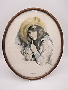 HARRISON FISHER PRINT 'DAD'S GIRL 1915' - Picture 1 of 7