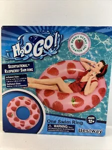 H2O GO pool swim ring INFUSED W/ BERRY SCENT SCENTSATIONAL RASPBERRY SWIM RING - Picture 1 of 3