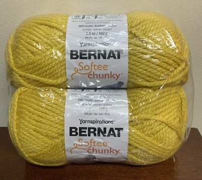 Lote de 2 - Bernat Softee hilo grueso acrílico súper voluminoso 3,5 oz - oro brillante Foto 1 de 3