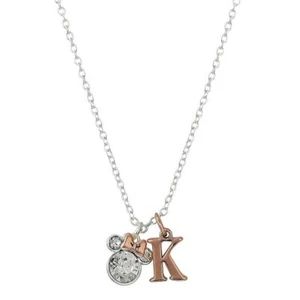 Collar Minnie Mouse Oro Rosa Chapado en Plata Cristal Inicial K - Imagen 1 de 3