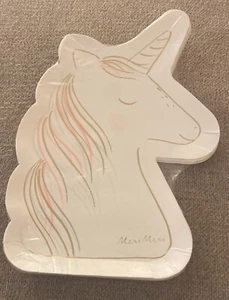 MERI MERI Unicorn Shaped Plates Birthday Party 8 Plates - Picture 1 of 3