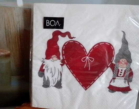 Servietten Wichtel Herzen Weihnachten Winter Serviettentechnik Schweden