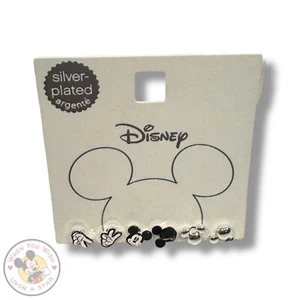 LOTE DE 3 PENDIENTES DIMINUTOS MICKEY MOUSE DE DISNEY CHAPADOS EN PLATA NUEVO DEDO DE LA PAZ - Imagen 1 de 2
