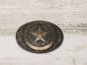 Tony Lama Collection, Solid Brass State of Texas Belt Buckle Vintage 3 Star TX