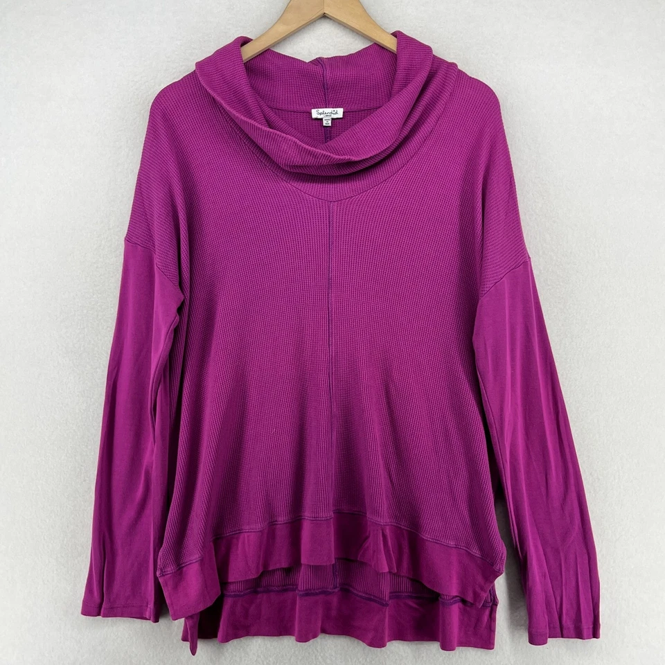 ESPLÉNDIDO Top L Capucha Cuello Térmico Gofre Manga Larga Supima Mezcla Algodón Rosa EE. UU. Foto 1 de 4