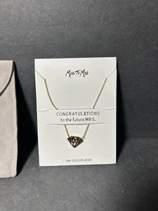 Miss to Mrs. Women's 18K Plated Gold Tone Diamond Pendant Bridal Necklace New - Picture 1 of 6