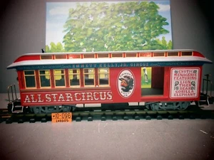 BACHMANN EMMETT KELLY JR ALL STAR CIRCUS ADVERTISING TRAIN CAR G SCALE W/light. - Picture 1 of 11