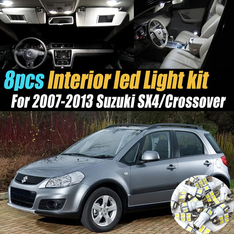 8Pc White Car Interior LED Light Bulb Kit for 2007-2013 Suzuki SX4/Crossover - Image 1 of 4