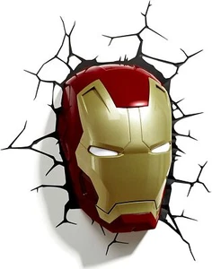 Iron Man Marvel 3D Crack Deco 11 pulgadas Luz LED Máscara Regalo - Imagen 1 de 3