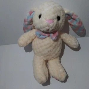Kellytoy Happy Go Fluffy Easter Bunny Rabbit Quilted Animal White Pink 9" Plush - Picture 1 of 5