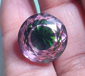 NATURAL 34.60Ct Ceylon PITAMBARI Sapphire Bi-Color Certified  Round Cut GEMSTONE - Picture 1 of 8