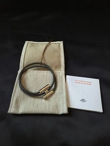 BRAND NEW -JEWELLERY HERMES BRACELET TOURNIS TRESSE VEAU S VEAU SWIFT T5 - Picture 1 of 9