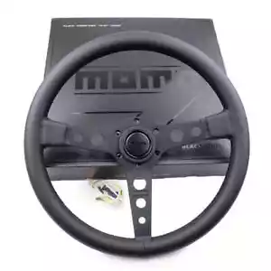 MOMO prototipo P5 Black Edition 350mm 14' Genuine Leather Sport Steering Wheel - Picture 1 of 6