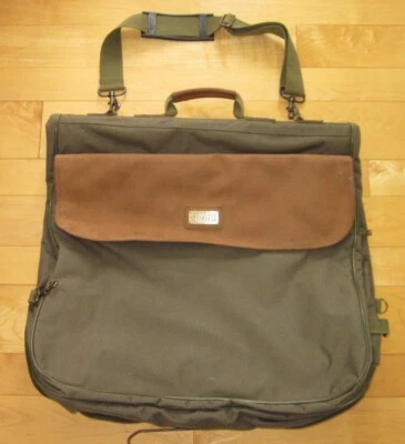 Vintage JEEP Wrangler Army Olive Green & Tan Canvas Garment Bag Travel Equipment - Image 1 of 4