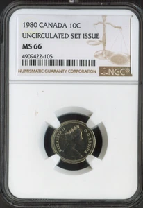 1980 Canada 10 Cents 10C NGC MS66 - Quality - Picture 1 of 2