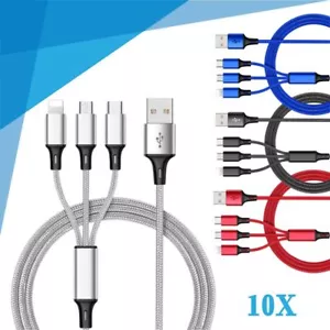 10-Pack Fast USB Charging Cable Universal Multi Function Cell Phone Charger Cord - Picture 1 of 18
