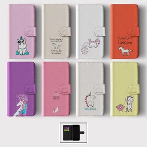 CASE FOR IPHONE 16 15 14 13 12 11 SE WALLET FLIP PHONE COVER UNICORN KAWAII CUTE - Picture 1 of 10