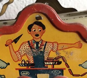 RARE C. 1930 JEP Tin Litho  Fun Child Scale Toy French Butcher Dogs-AMAZING!