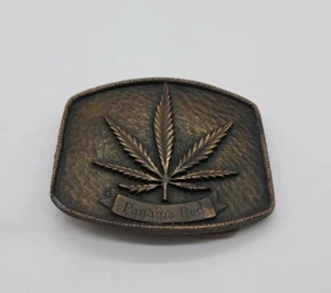 VINTAGE PANAMA RED MARIJIUANA 70's ? ERA BELT BUCKLE HIPPY FASHION - Picture 1 of 11