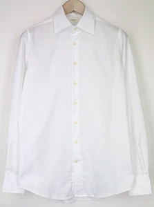 SUITSUPPLY Traveller Men Shirt 38/15 Slim White Pure Cotton Long Sleeved Twill - Picture 1 of 7