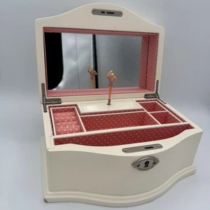 White Pink Jewelry Box Elle Ballerina Jewelry Organizer Swan Lake Wind-Up Music - Bild 1 von 15