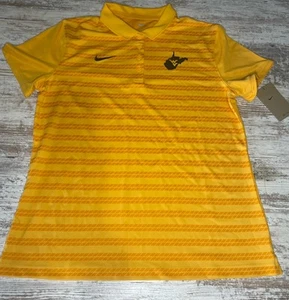 NEW Nike Dri-Fit Large Women's Gold Stripe Polo FJ9573 WVU Mountaineers Football - Picture 1 of 6