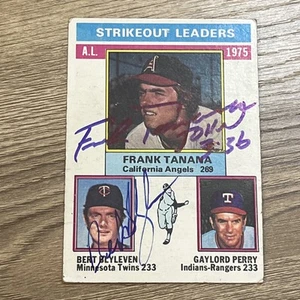 BERT BLYLEVEN & FRANK TANANA 1976 TOPPS ERA LEADERS SIGNED AUTOGRAPHED CARD #204 - Picture 1 of 2