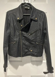 BP Damen Größe Large schwarz durchgehender Reißverschluss Motorrad leichte Cropped Jacke - Bild 1 von 11
