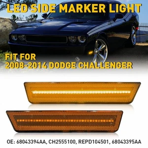 2x Front Side Marker Amber LED Lights For 2008 2009 2010-2014 Dodge Challenger - Picture 1 of 17